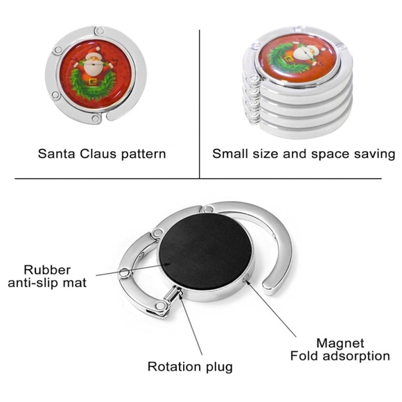 Santa Christmas Silver Purse Hanger Hook 🎄Stocking Hanger - Picture 7 of 7